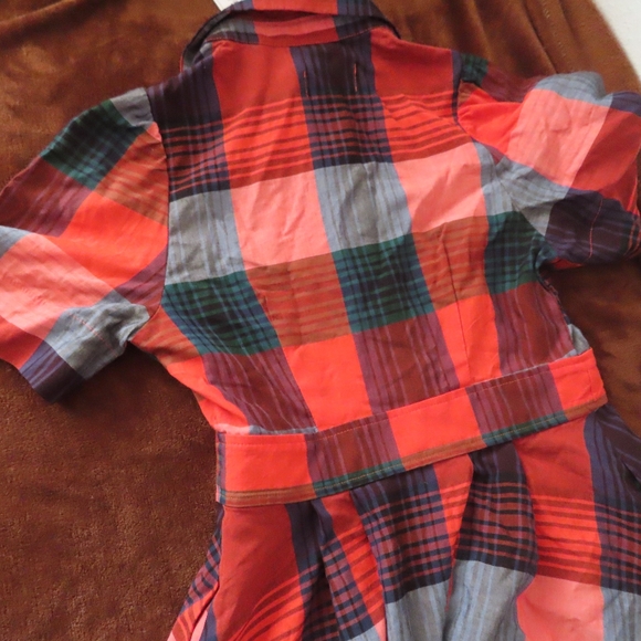 Never a Wallflower Women RED AND BLUE PLAID SHIRT DRESS Sz XS NWT - Picture 5 of 6